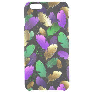 Seamless Pattern with Mardi Gras feathers Clear iPhone 6 Plus Case