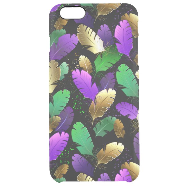 Seamless Pattern with Mardi Gras feathers Uncommon iPhone Case (Back)