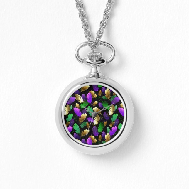 Seamless Pattern with Mardi Gras feathers Watch (Front)