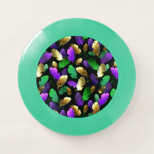 Seamless Pattern with Mardi Gras feathers Wham-O Frisbee
