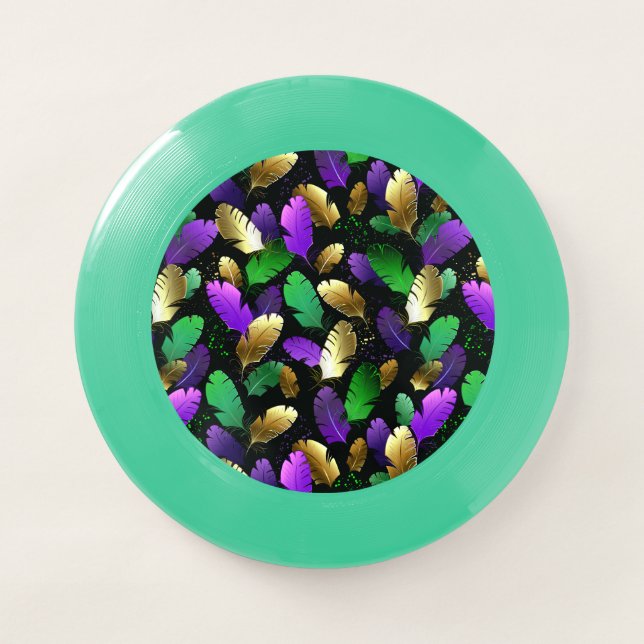 Seamless Pattern with Mardi Gras feathers Wham-O Frisbee (Front)