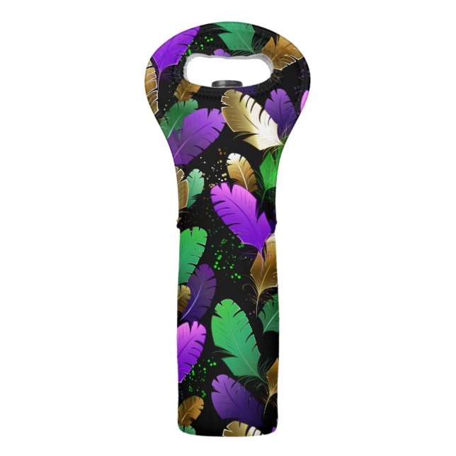 Seamless Pattern with Mardi Gras feathers Wine Bag (Front)