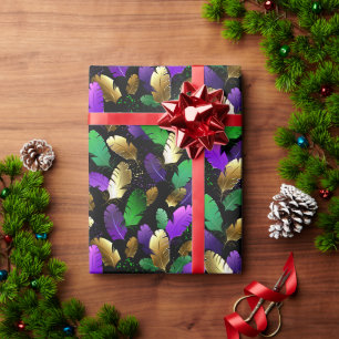Seamless Pattern with Mardi Gras feathers Wrapping Paper