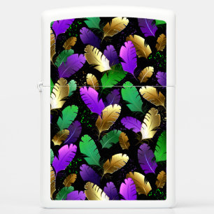 Seamless Pattern with Mardi Gras feathers Zippo Lighter