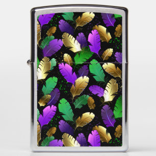 Seamless Pattern with Mardi Gras feathers Zippo Lighter