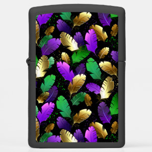 Seamless Pattern with Mardi Gras feathers Zippo Lighter