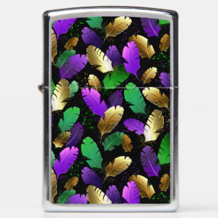 Seamless Pattern with Mardi Gras feathers Zippo Lighter