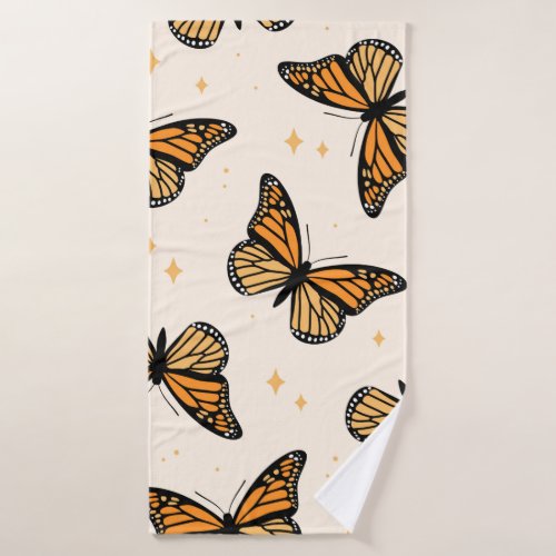 Seamless pattern with monarch butterflies Contemp Bath Towel