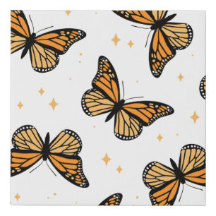 Seamless pattern with monarch butterflies. Contemp Faux Canvas Print