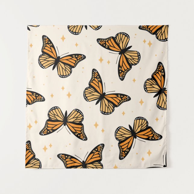 Seamless pattern with monarch butterflies. Contemp Tapestry (Front)