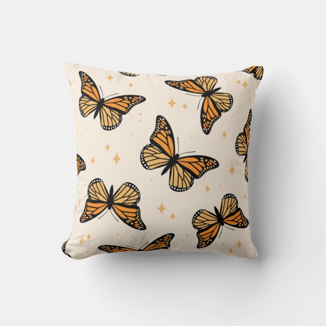 Seamless pattern with monarch butterflies. Contemp Throw Pillow (Front)