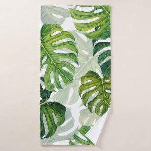 Seamless pattern with monstera leaves bath towel