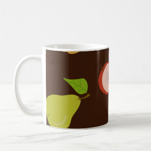 Seamless pattern with multi-colored apples and pea coffee mug