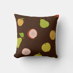 Seamless pattern with multi-colored apples and pea throw pillow