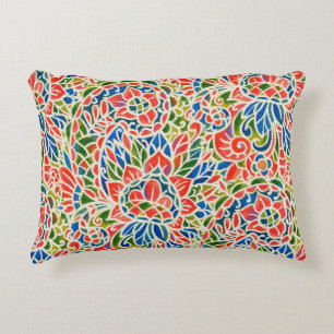 Seamless pattern with multicolor Paisley print. Ba Accent Pillow