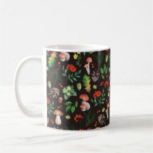 Seamless pattern with mushrooms,nuts,leaves,acorns coffee mug