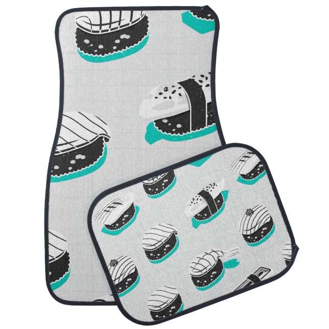 Seamless pattern with nigiri sushi car floor mat (Set)