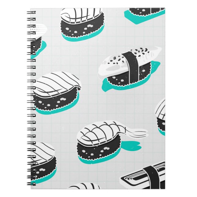 Seamless pattern with nigiri sushi notebook (Front)