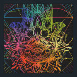 Seamless pattern with ornate hand drawn hamsa. Pop Faux Canvas Print<br><div class="desc">Seamless pattern with ornate hand drawn hamsa. Popular Arabic and Jewish amulet. illustration. illustration in neon,  fluorescent colors.</div>