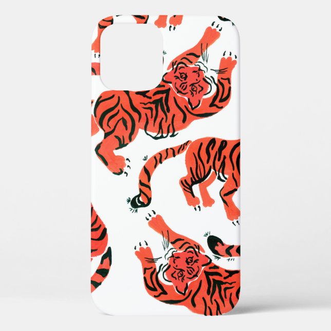 Seamless pattern with painted in gouache tigers in Case-Mate iPhone case (Back)
