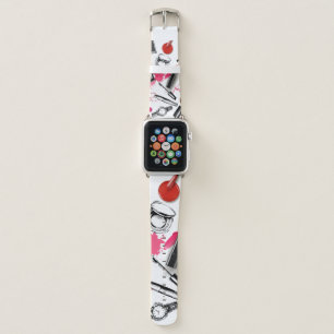 Seamless pattern with painted makeup apple watch band