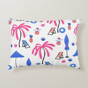 Seamless pattern with palm trees pineapples coconu accent pillow
