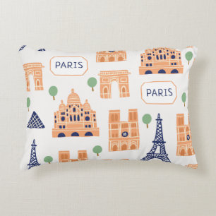 Seamless pattern with Parisian landmarks paris sig Accent Pillow