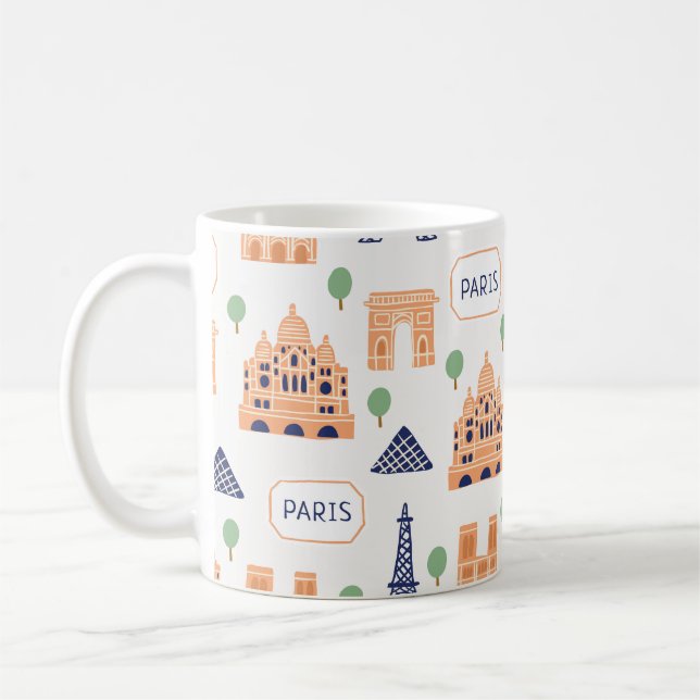 Seamless pattern with Parisian landmarks paris sig Coffee Mug (Left)