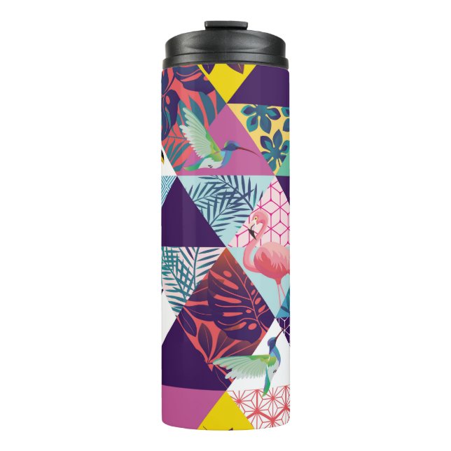seamless pattern with Parrot, Toucans, Hummingbird Thermal Tumbler (Front)