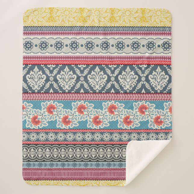Seamless pattern with patchwork tiles. sherpa blanket (Front)