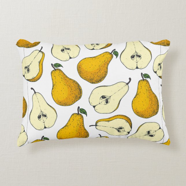 Seamless pattern with pear. Hand drawn pattern bac Accent Pillow (Front)