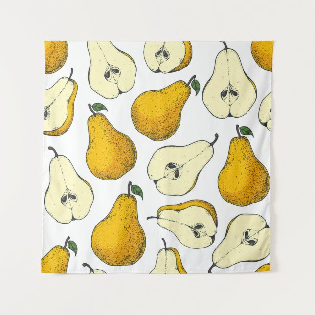 Seamless pattern with pear. Hand drawn pattern bac Tapestry (Front)