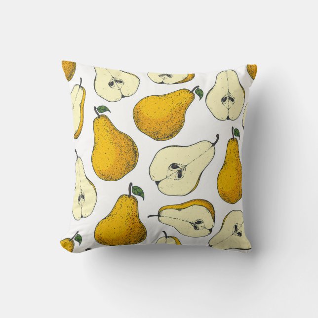 Seamless pattern with pear. Hand drawn pattern bac Throw Pillow (Front)
