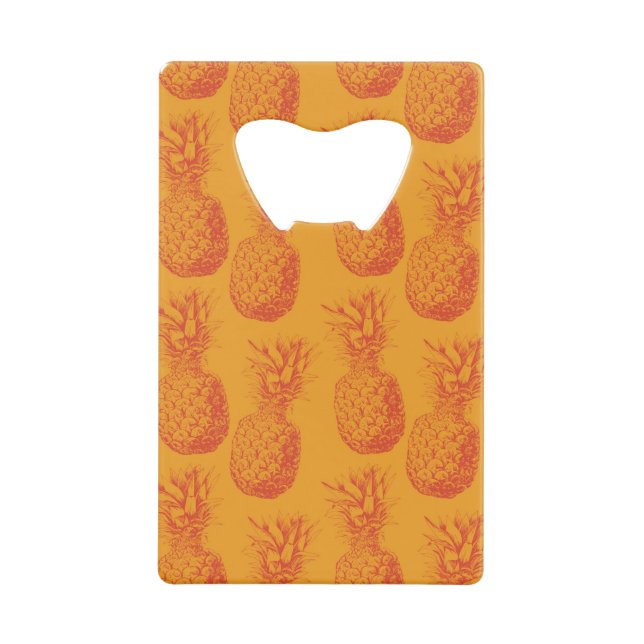 Seamless pattern with pineapples credit card bottle opener (Front)