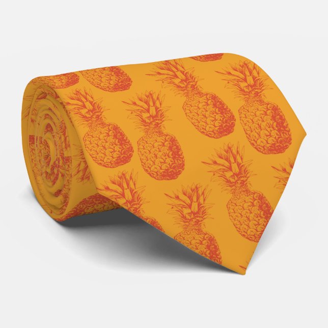 Seamless pattern with pineapples neck tie (Rolled)