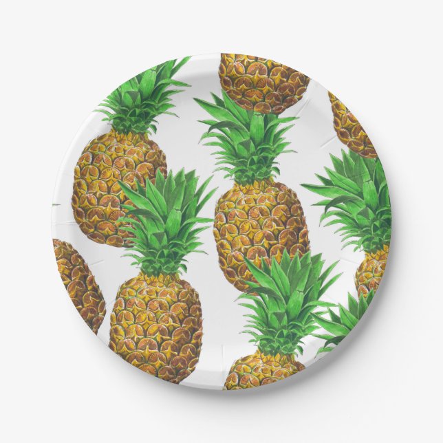 Seamless pattern with pineapples paper plates (Front)