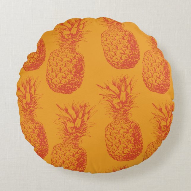 Seamless pattern with pineapples round pillow (Front)