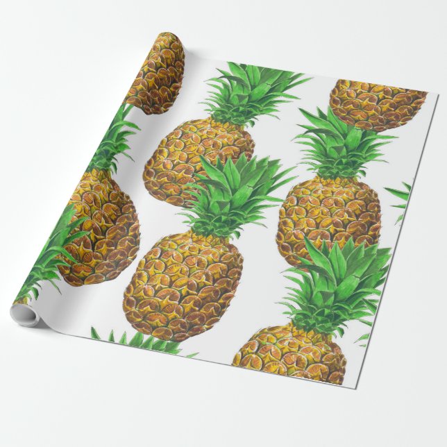 Seamless pattern with pineapples wrapping paper (Unrolled)