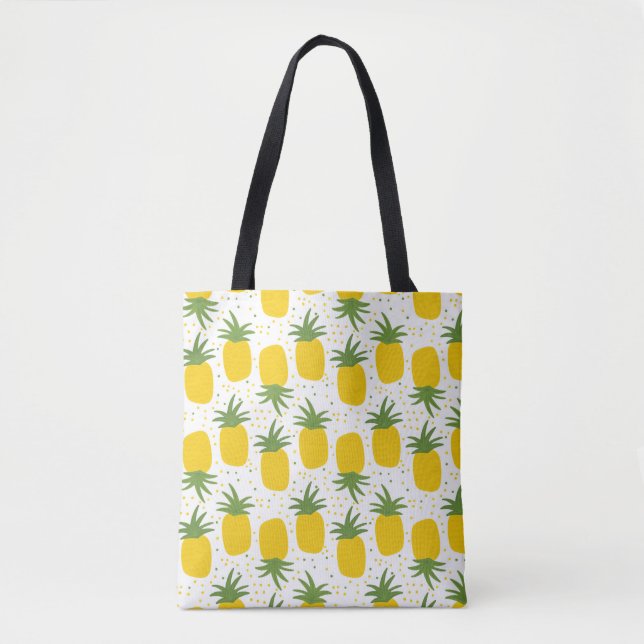 Seamless pattern with pineapples. Yellow pineapple Tote Bag (Front)