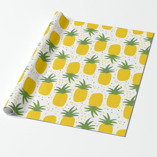 Seamless pattern with pineapples. Yellow pineapple Wrapping Paper (Unrolled)