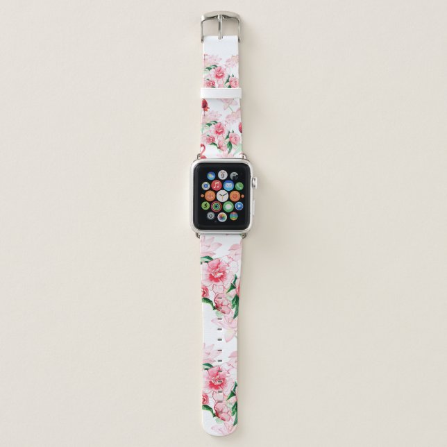 Seamless pattern with pink flamingo apple watch band (Front)