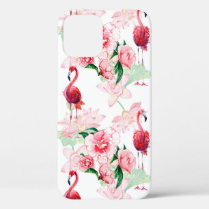 Seamless pattern with pink flamingo iPhone 12 case