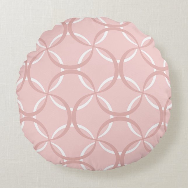 Seamless pattern with pink wavy lines round pillow (Front)