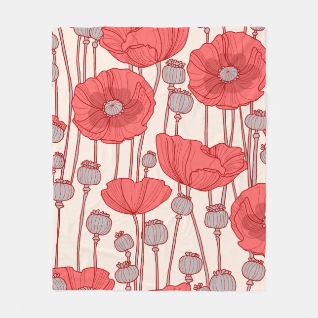Seamless pattern with poppies.  fleece blanket (Front)