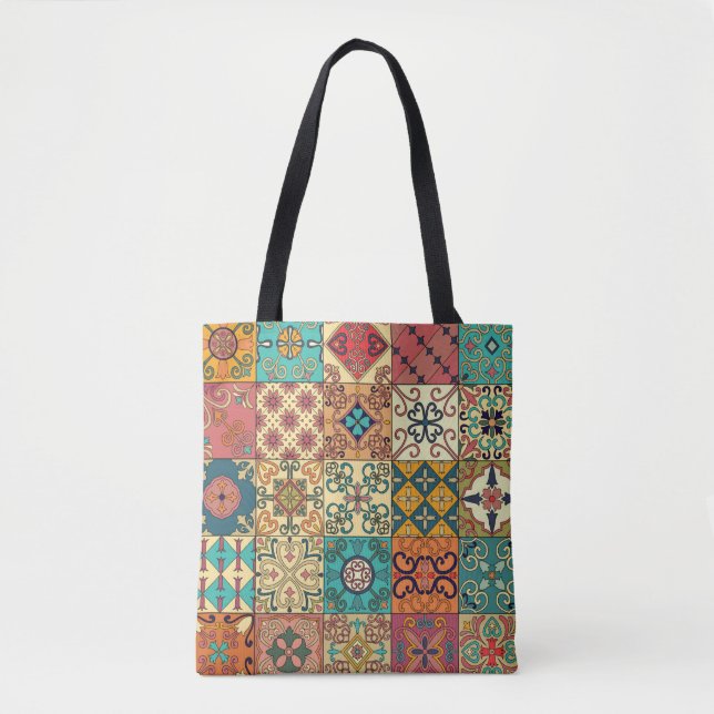 Seamless pattern with portuguese tiles in talavera tote bag (Front)