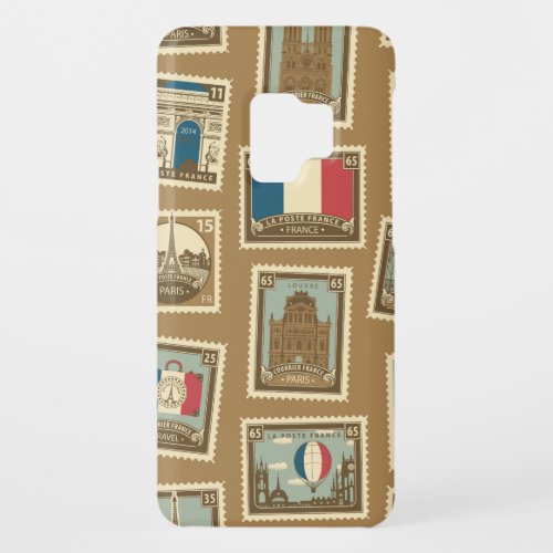  seamless pattern with postage stamps on theme of  Case-Mate samsung galaxy s9 case