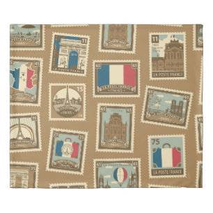  seamless pattern with postage stamps on theme of  duvet cover