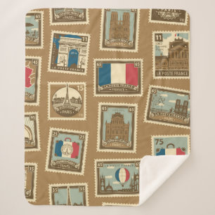  seamless pattern with postage stamps on theme of  sherpa blanket