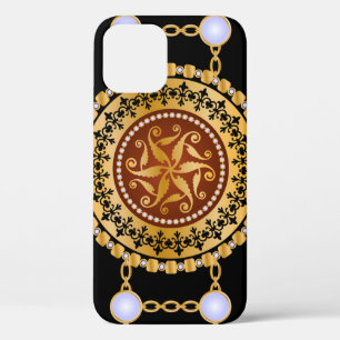 Seamless pattern with precious stone gold chains a iPhone 12 case