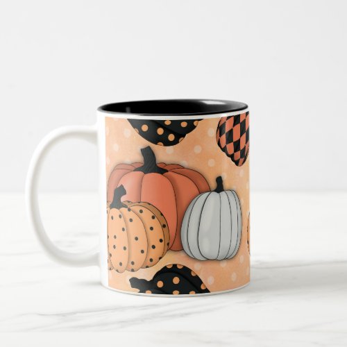 Seamless Pattern With Pumpkins.Thanksgiving Day Two-Tone Coffee Mug